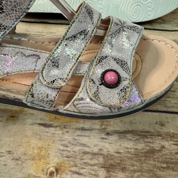 Spring Step L'Artiste Womens Pink Metallic Leather Open Toe Comfort Sandals 42 - Picture 8 of 11